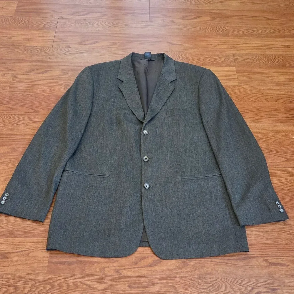 Vintage Claiborne Men's Blazer Sport Coat 44R Dusty Brown 3 Button 1990s Suit